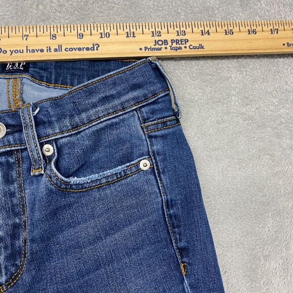 Gap Jeans Womens 24 Blue True Skinny Medium Wash Mid Rise Raw Hem Distressed - Picture 3 of 11